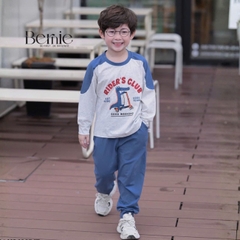 Set bộ thun dài tay áo phối màu Dino Team kèm quần dài cho bé trai size 9 tới 25kg BERNIE H0426B17