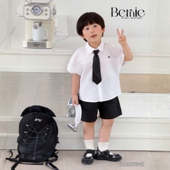  Set sơ mi Boy 3CT áo sơ mi trắng kèm quần short kaki và cà vạt cho bé trai đi học đi chơi 11 tới 28kg BERNIE H0326B42