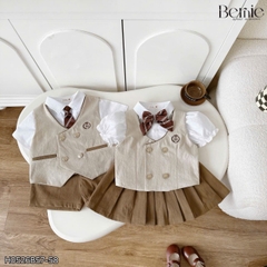Set vest gi lê 4CT phối viền Royal cho bé trai bé gái kèm cà vạt hoặc nơ size 9 tới 28kg BERNIE H0526B58 