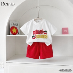 Set bộ cộc tay cho bé trai áo thun họa tiết người Việt nam kèm quần short size 9kg đến 28kg BERNIE H0226B22Đ 