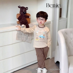 Set bộ dài tay áo thun raplang phối màu Little Riders kèm quần dài cho bé trai size 9 tới 25kg BERNIE H0426B20
