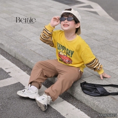 Set bộ dài cho bé trai áo thun tay phối kẻ sọc Sunny Ride kèm quần dài size 9 tới 25kg BERNIE H0426B25