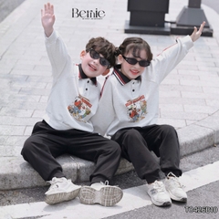 Set bộ polo unisex cho bé trai bé gái áo polo tay dài họa tiết Hello Buddies kèm quần dài size 9 tới 28kg BERNIE T0426B10