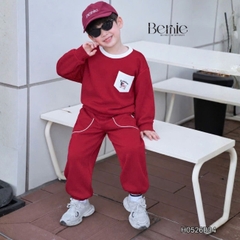 Set bộ cotton nỉ 2 da cho bé trai áo tay dài Freedom Boy kèm quần size 9kg tới 26kg BERNIE H0526B34