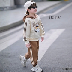 Set bộ thể thao áo hoodie bóng chày tay dài phối màu kèm mũ và quần dài cho bé trai 11 tới 28kg BERNIE V0426B38