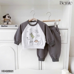 Set bộ thu đông phong cách Cool Dragon cho bé trai áo tay dài raplang kèm quần size 9 tới 26kg BERNIE H0426B21