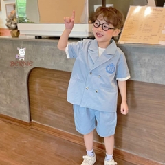 Đồ bộ vest cho bé trai cộc tay phong cách hàn quốc chất chéo hàn 1 đến 7 tuổi BERNIE Kids
