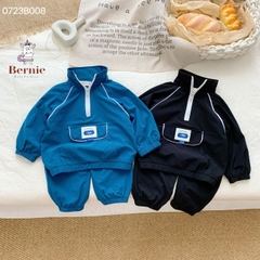 Bộ đồ sơ mi gió dài tay áo khoác gió thể thao quần dài cho bé trai bé gái có khóa kéo 1 đến 7 tuổi BERNIE Kids