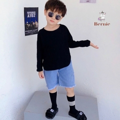 Tất vớ trơn sọc 1 bên unisex cho các bé trai bé gái nhà BERNIE basic nhiều màu trơn 2 đến 7 tuổi