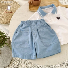 Đồ bộ ngắn tay polo cho bé trai áo thun polo kèm quần short thêu tên lửa BERNIE 0723B032