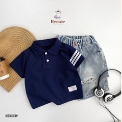 Áo thun polo cho bé trai unisex màu trắng đen xanh ghi 1 đến 7 tuổi BERNIE 0124A20