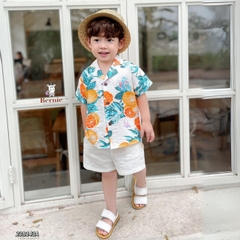 Áo sơ mi đũi đi biển cho bé trai bé gái họa tiết nổi bật áo đi chơi sành điệu 1 đến 7 tuổi BERNIE