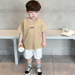 Áo phông tay ngắn thêu logo BERNIE phong cách hàn quốc bé trai 8 đến 25kg đi chơi đi học 0424A15
