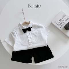 Set vest gile sơ mi ngắn tay cho bé trai phong cách Hàn Quốc cho bé mặc sinh nhật, thôi nôi đi tiệc BERNIE 0624B07 (Size 1-7 tuổi)