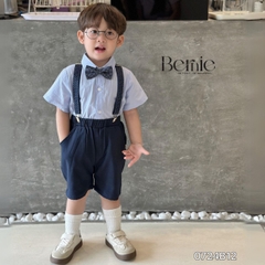 Set vest gile ngắn tay công tử hàn quốc túi khăn cho bé trai thôi nôi sinh nhật đi tiệc 1đến 7 tuổi BERNIE 0424B32