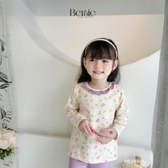 Set bộ dài thun dàì tay thu đông cotton họa tiết dễ thương viền bèo bé gái đi chơi đi học 1đến 7t BERNIE 0624B41