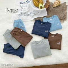 Set bộ thun  bozip dài tay thêu ngực cho bé trai phong cách hàn quốc size 1 đến 7 tuổi BERNIE 0724B04
