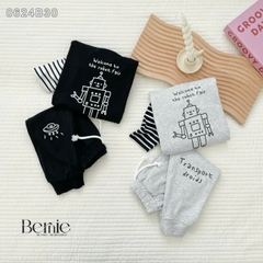 Set bộ thun dài tay robot phối tay kẻ có mũ cho bé trai bé gái đi chơi đi học 1 đến 7 tuổi BERNIE 0624B30