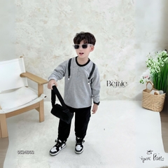 Set bộ tay dài họa tiết đai in kèm quần dài da cá cho bé trai size 1 đến 7 tuổi BERNIE 0524B03