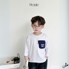 Áo thun cotton tay dài phối túi màu in chữ cho bé trai phong cách Hàn quốc 1đến 7tuổi BERNIE 0624A29