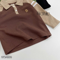 Set bộ thun polo dài tay raplang chất polo cá sấu họa tiết thêu cho bé trai 1 đến 7 tuổi BERNIE 0724B30
