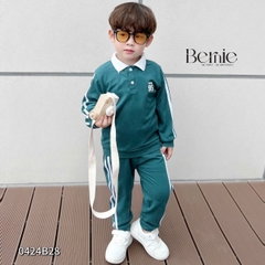 Set bộ thun dài tay raplang cotton da cá họa tiết in chữ thể thao cho bé trai 1 đến 7 tuổi BERNIE 0424B27