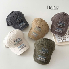 Mũ lưỡi trai cho bé trai chất kaki thêu chữ phong cách hàn quốc 1 đến 5 tuổi WELCOME BERNIE