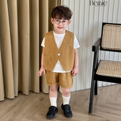 Set bộ vest gile công tử ngắn tay 3 chi tiết phong cách hàn quốc cho bé trai 1 đến 7 tuổi BERNIE 0724B17