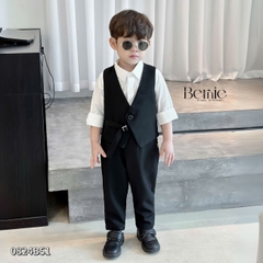 Set đồ vest gile dài công tử cổ V 3 chi tiết phong cách hàn quốc cho bé trai 1 đến 7 tuổi Bernie 0824B51