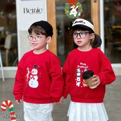 Áo noel màu đỏ áo phông dài tay giáng sinh cho bé trai bé gái 1 đến 7 tuổi BERNIE 0824A13