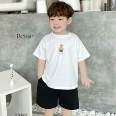 áo phông ngắn tay trơn cho bé trai bé gái, áo thun ngắn tay cotton màu trắng vàng xanh đen cam 1 đến 6 tuổi BERNIE 0424A11