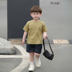 Set đồ thun tay ngắn basic cho bé trai mùa hè in cây dừa size 1 đến 7 tuổi BERNIE H1024B23