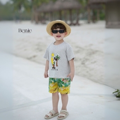 Set bộ thun tay ngắn set đi biển họa tiết Snoopy cho bé trai áo thun cotton quần đũi mềm mại size 1 đến 7 tuổi BERNIE 0124B43