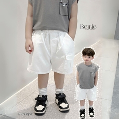 Quần short quần kaki đùi phối túi hộp 1 bên cho bé trai đi chơi đi học size 9 tới 28kg BERNIE P1124Q51
