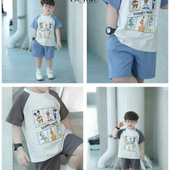 Set bộ thun tay ngắn set raplang họa tiết hoạt hình cho bé trai chất thun cotton mềm size 1 đến 7 tuổi BERNIE H0924B42