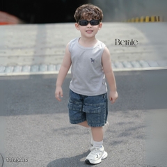 Áo thun áo ba lỗ cho bé trai thun cotton bozip thêu cún dễ thương size 1 đến 7 tuổi BERNIE T0225A24