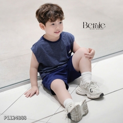 Set bộ tanktop kẻ ngang cho bé trai áo thun túi cách điệu kèm quần short 9 đến 25kg BERNIE P1124B88