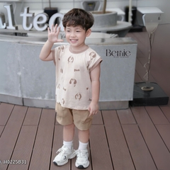 Set bộ tanktop họa tiết in trần cún cho bé trai kèm quần short 9 đến 25kg BERNIE H0225B31