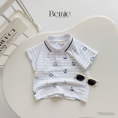 Set bộ polo cho bé trai họa tiết kẻ biển kèm quần short jean size 1 đến 7 tuổi BERNIE T1024B44