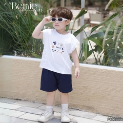 Set bộ tanktop cho bé trai áo thun tanktop họa tiết hình in cute kèm quần short jean 9kg đến 28kg BERNIE P0225B21