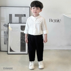 Áo sơ mi trắng dài tay cổ trụ, cổ tàu cho bé trai size 1 tuổi tới 7 tuổi Bernie T0625A26