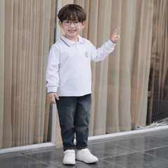 Set bộ polo tay dài chất polo cá sấu họa tiết huy hiệu cho bé trai size 1 đến 7 tuổi BERNIE 0724B34