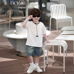 Set bộ tay ngắn bé trai áo thun khủng long kèm quần short jean từ 9 đến 28kg BERNIE BT0725A56