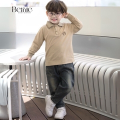 Áo thun áo polo tay dài thêu phù hiệu sắc nét cho bé trai 1 đến 7 tuổi BERNIE T0425A48