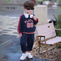 Set bộ dài thể thao chất thun cotton họa tiết hình in Player 88 kèm quần dài cho bé trai size 1 đến 7 tuổi BERNIE T0325B33