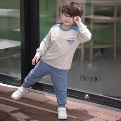 Set bộ tay dài cho bé trai tay áo phối màu họa tiết thêu BERNIE kèm quần dài 1 đến 7 tuổi H0425B58