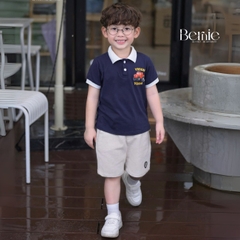 Set bộ polo tay ngắn họa tiết khủng long và ô tô kèm quần short đùi bé trai 9 tới 28kg BERNIE T0725B61