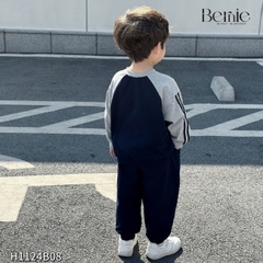 Set bộ dài cho bé trai tay áo raplang phối màu họa tiết siêu anh hùng kèm quần dài 1 đến 7 tuổi BERNIE H1124B08