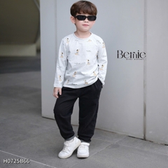Set bộ thun cho bé trai tay dài áo thun họa tiết in cún hoạt hình quần dài da cá size 9 tới 28kg BERNIE H0725B66
