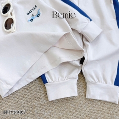 Set bộ thun cotton phối màu tay áo raplang dài cho bé trai họa tiết thêu Driver kèm quần dài 9 tới 28kg BERNIE H0725B67